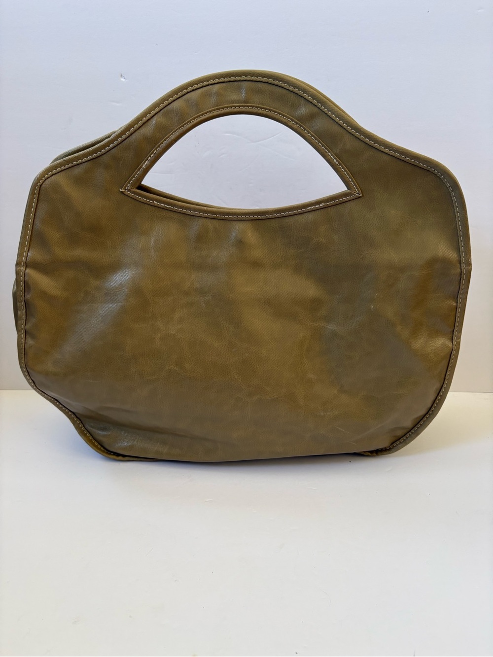 Vintage Y2K Esprit Tote Bag Purse Olive Green Floral Aplique Lagenlook Hippie - Picture 5 of 11